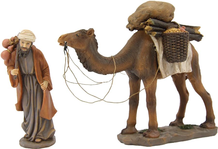 FADEDA 2X Kamel mit Treiber/Höhe:9 cm/handbemalt/detailgetreue Krippen Figuren - Weihnachten Tisch D