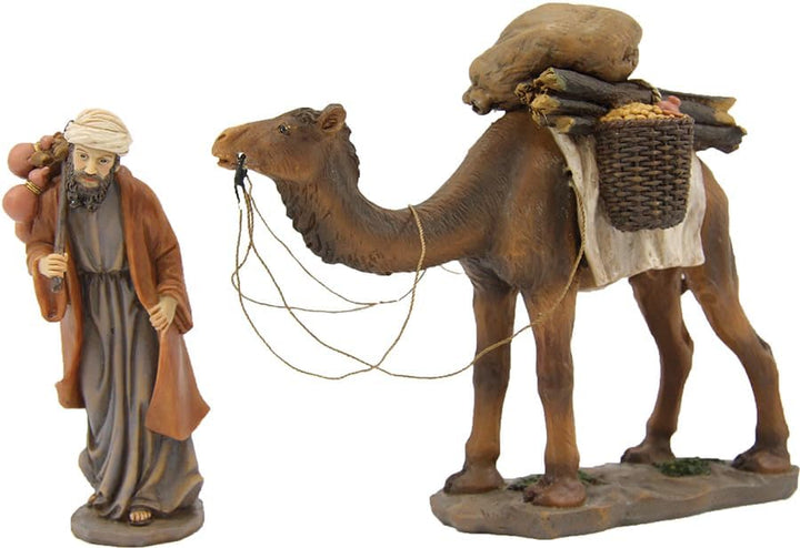 FADEDA 2X Kamel mit Treiber/Höhe:9 cm/handbemalt/detailgetreue Krippen Figuren - Weihnachten Tisch D