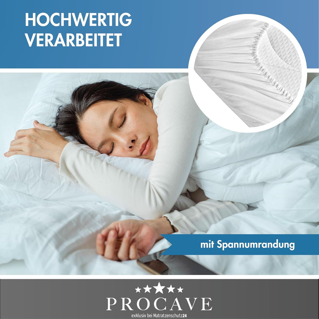 PROCAVE Micro-Comfort Matratzen-Bett-Schoner weiss 160x200 cm mit Spannumrandung | Höhe bis 30cm | A