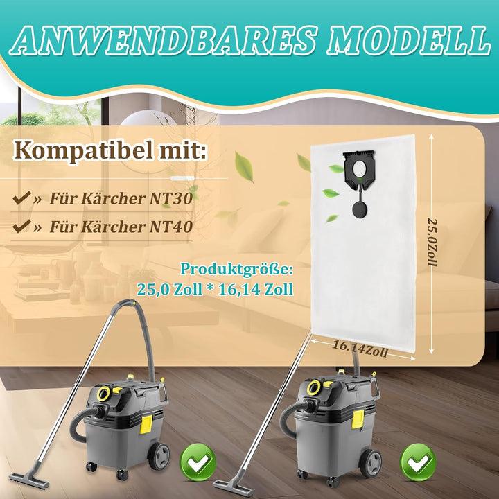 10 Stück für Kärcher NT 30/1 Staubbeutel für Kärcher NT 40/1/NT 50/1 Staubbeutel Ersatz Nass Trocken
