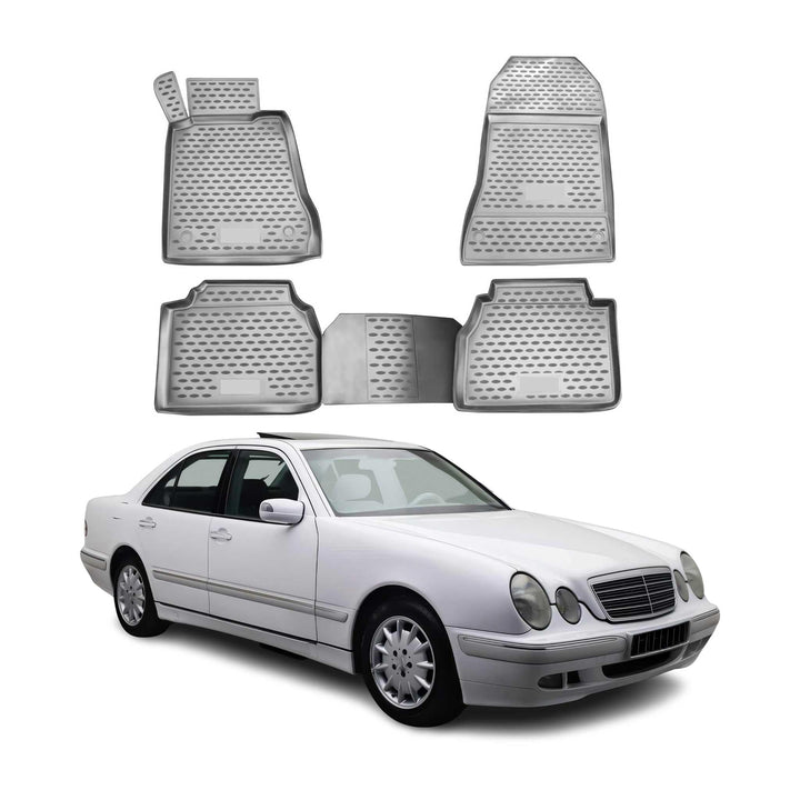 OMAC Gummimatten Fussmatten kompatibel mit Mercedes W210 1995-2002 TPE Automatten Grau 4X E Klasse W