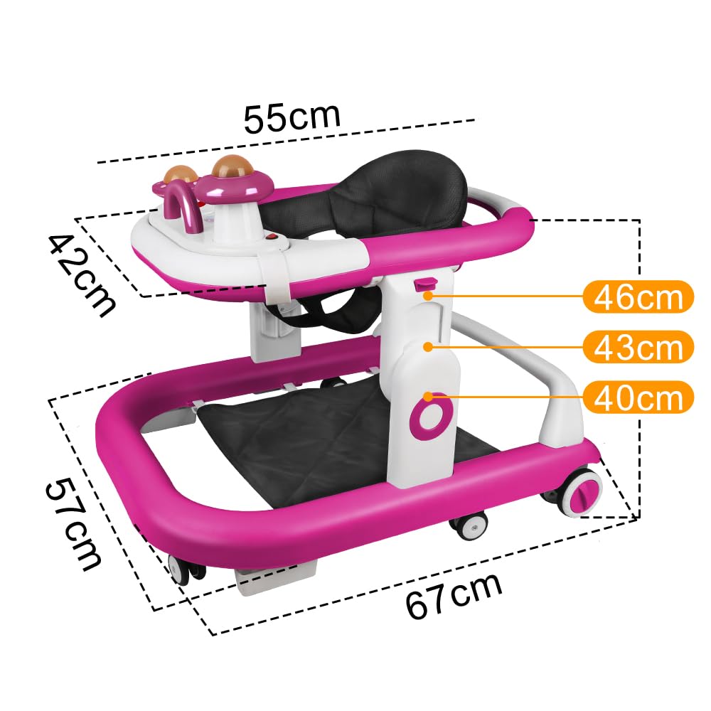 Lauflernhilfe für Babys mit interaktivem Multiaktivitäts-Tablett mit abnehmbarer Musik, höhenverstel