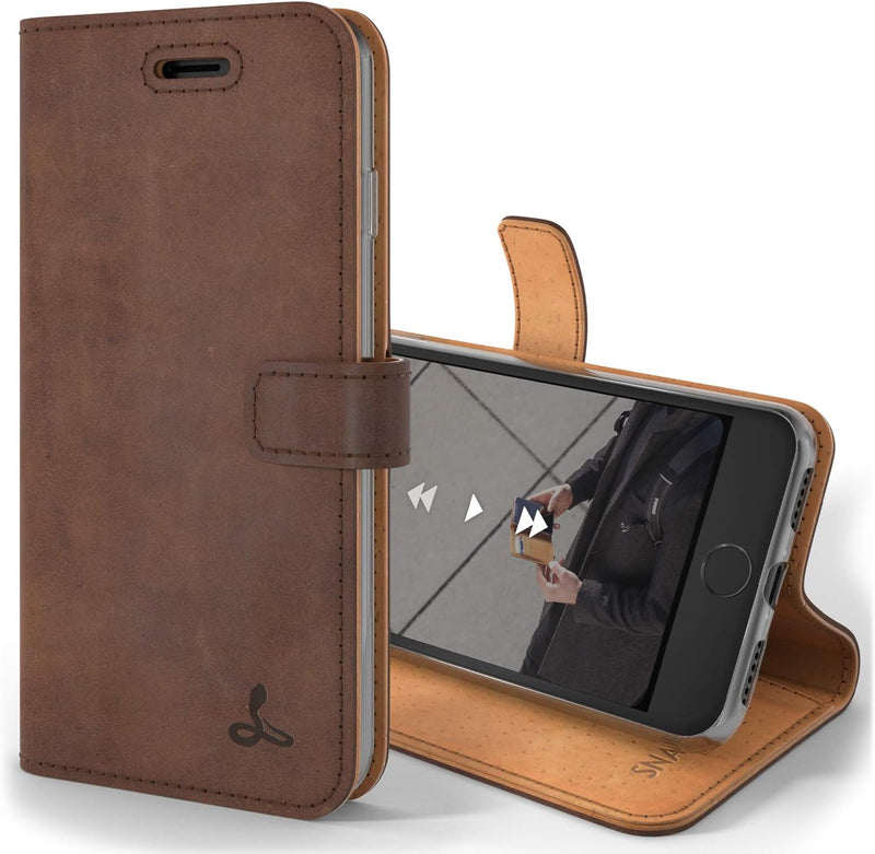 Snakehive iPhone 8 Plus Handy Schutzhülle/Klapphülle echt Lederhülle mit Standfunktion, Handmade in