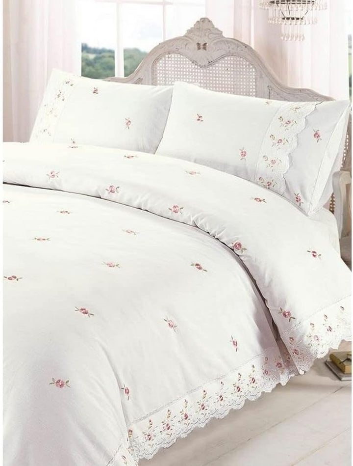 Sophie Bettwäsche-Set, Blumenmuster, Bestickt, Polyester-Baumwolle, cremefarben 35.9x25.5x2.9 cm Cre