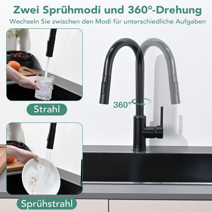 Wasserhahn Küche Küchenarmatur mit ausziehbarer Brause Spültischarmatur, ausziehbarer Wasserhahn, 36