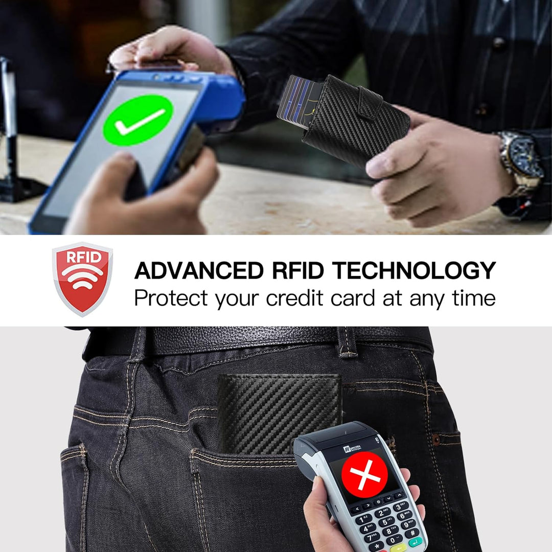 SENDEFN Kartenetui mit Münzfach | Geldbörse Herren RFID Schutz | Geldbeutel aus echtem Leder | Mini