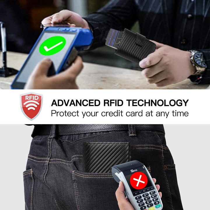 SENDEFN Kartenetui mit Münzfach | Geldbörse Herren RFID Schutz | Geldbeutel aus echtem Leder | Mini