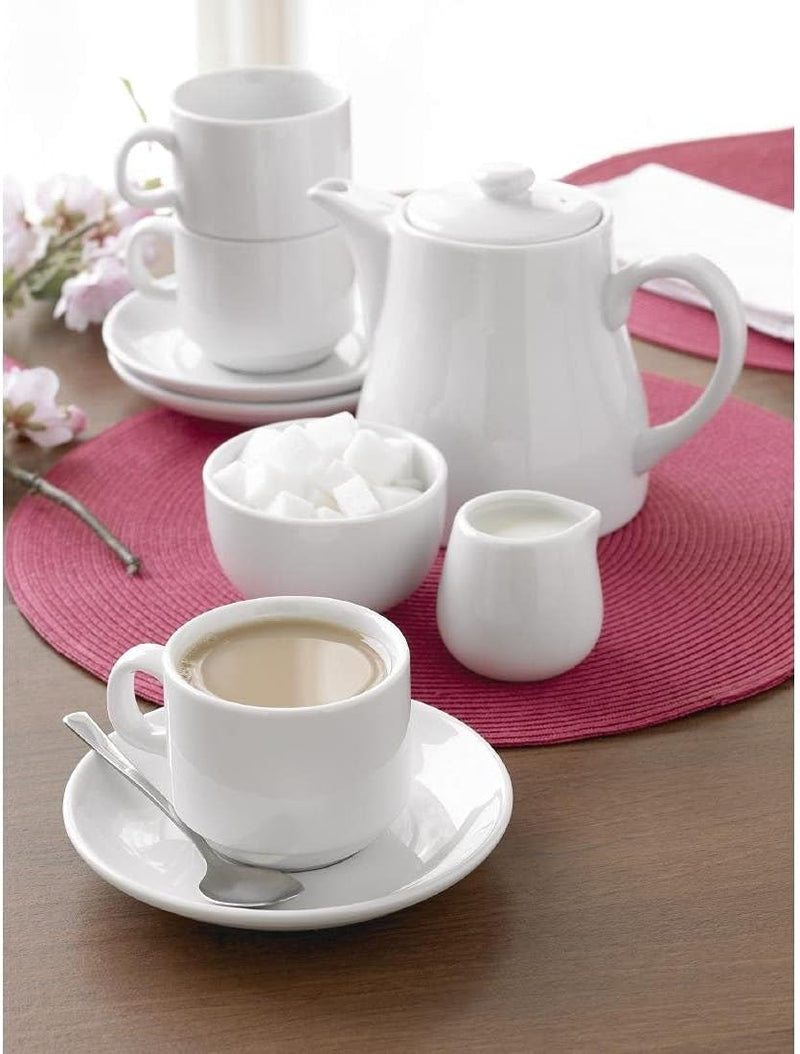 Olympia Whiteware stapelbare Teetassen, 200 ml (12 Stück), weisses Porzellan, Teetassen und Kaffeeta