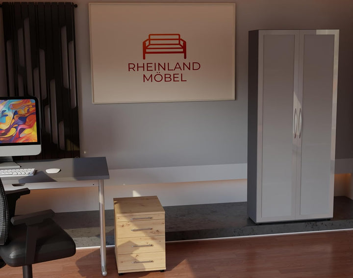 Rollcontainer CADI Home 43×58×59 cm – Bürocontainer in Asteiche mit Orga- & 3 Universal-Schubladen,