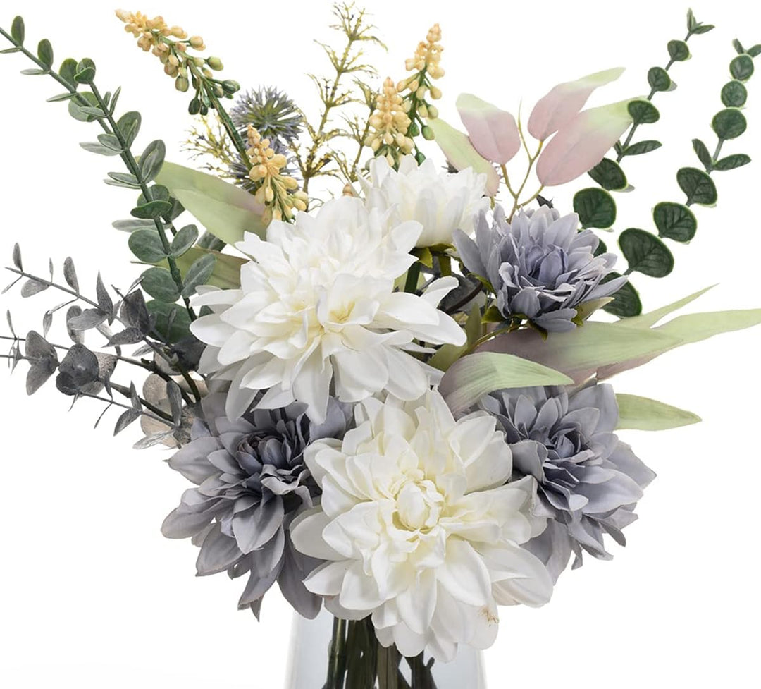 COZZI CODI Gefälschte Blumen mit Vase, künstliche Blaue Blumen in Vase, Seidenblumen-Arrangement mit