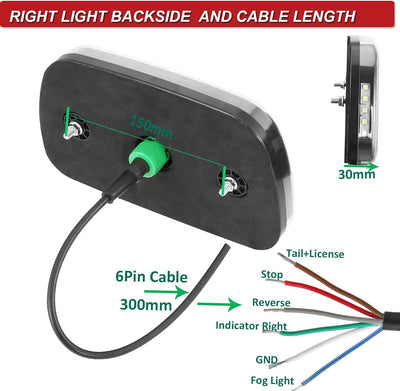 AGRISHOP LED Anhänger Rückleuchten 12/24v, Rücklicht Heckleuchten Anhänger mit 2x6polig Bajonettverb