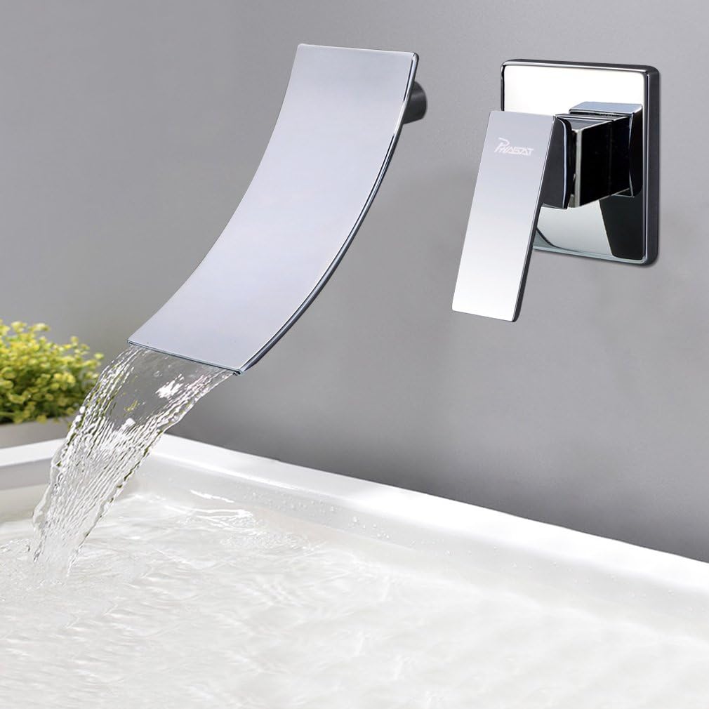 Waschtischarmatur Wasserfall Wandmontage Wasserhahn wand Unterputz Einzigen Handgriff 2-Loch Badarma
