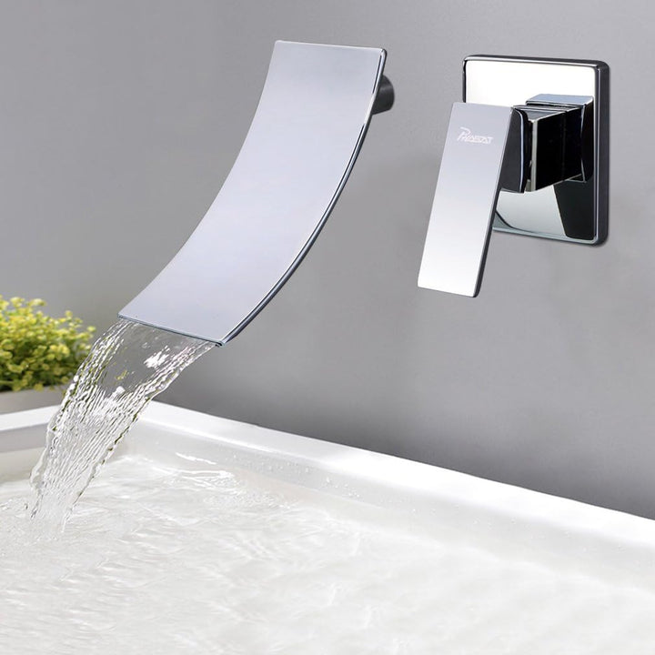 Waschtischarmatur Wasserfall Wandmontage Wasserhahn wand Unterputz Einzigen Handgriff 2-Loch Badarma