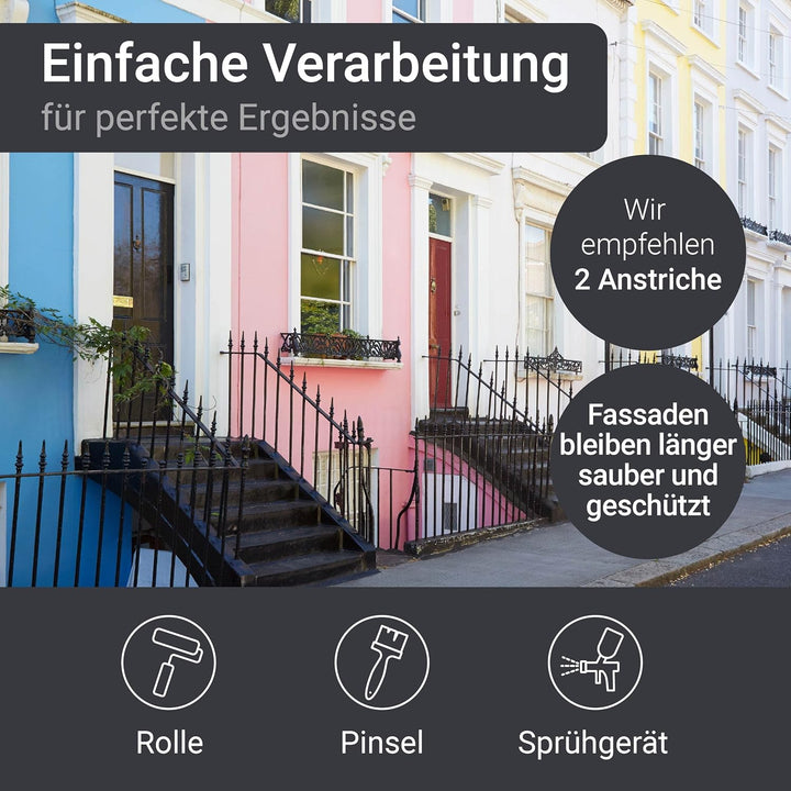 WO-WE Nano Fassadenfarbe W520 Wandfarbe für Aussen Mauer Fassade Silbergrau - 2,5L RAL 7001 ähnl. Si