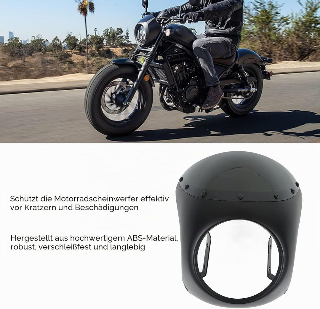 Keenso Motorrad Scheinwerfer Verkleidung Kit, Universal Motorrad 7 Zoll Runder Scheinwerfer Lampenma