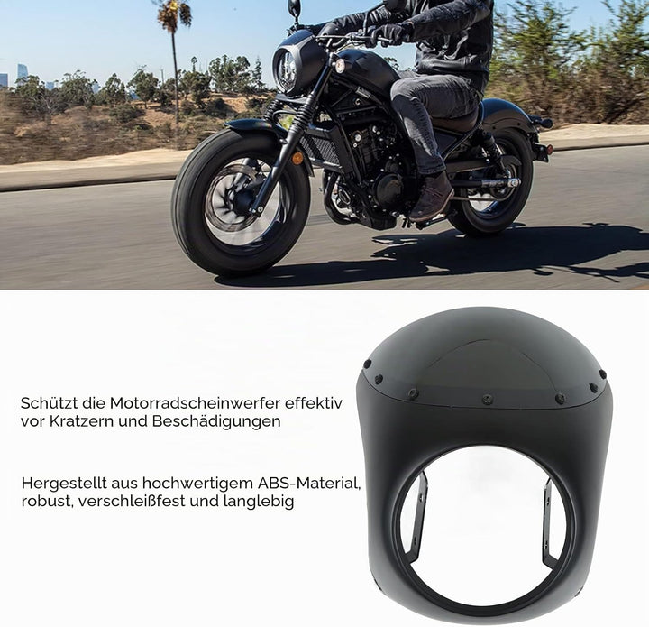 Keenso Motorrad Scheinwerfer Verkleidung Kit, Universal Motorrad 7 Zoll Runder Scheinwerfer Lampenma