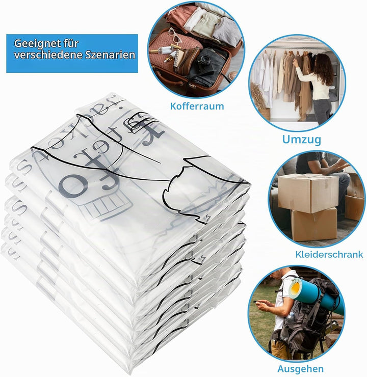 6 Stück Vakuumbeutel für Kleidung, Hängend Vakuumierbeutel Kleidung, Vakuum Kleiderbeutel mit Kleide