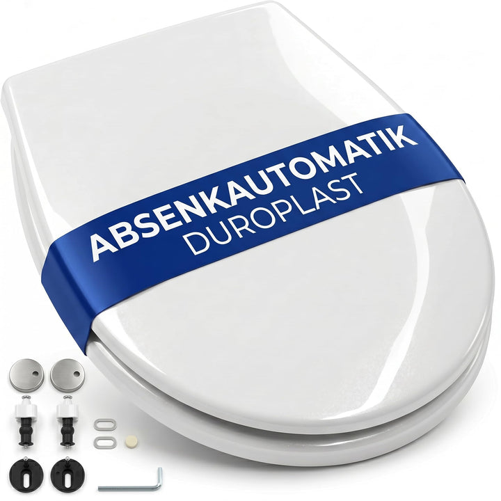 ONBEST WC-Sitz mit Absenkautomatik - D-Form Klodeckel aus weissem Duroplast - Abnehmbare Klobrille m