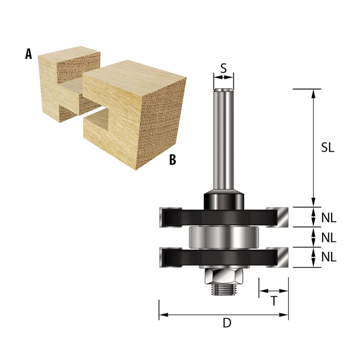 ENT 17390 Nut- und Federgarnitur HW, Schaft (S) 8 mm, Durchmesser (D) 41 mm, NL 6,35 mm, T 9,5 mm, S