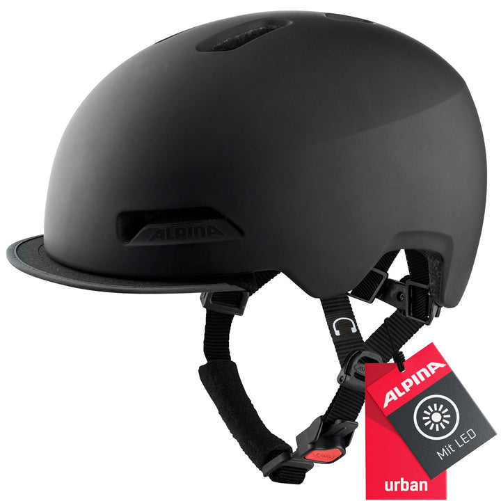 ALPINA BROOKLYN - Beleuchteter, Robuster und Komfortabler Urban Fahrradhelm Mit LED-Licht Für Erwach