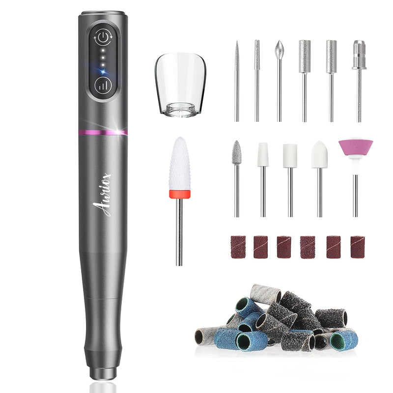 Nagelfräser für Gelnägel Kabellos, Auriox Elektrische Nagelfeile Fräser für Gelnägel, USB Wiederaufl