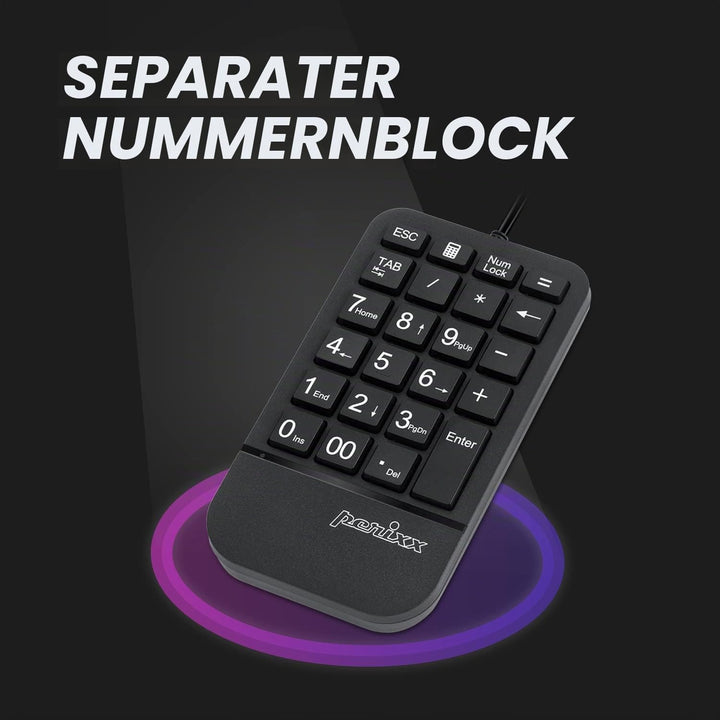 Perixx PERIDUO-606A, 3-in-1 Wireless Compact Ergonomic Keyboard mit vertikaler Maus und numerischem