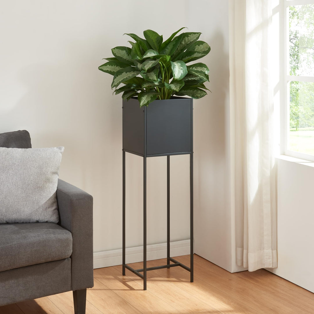 [en.casa] Blumenständer Porsgrunn Pflanzenständer mit Blumenkasten 100 x 30 x 30 cm Metall Schwarz B