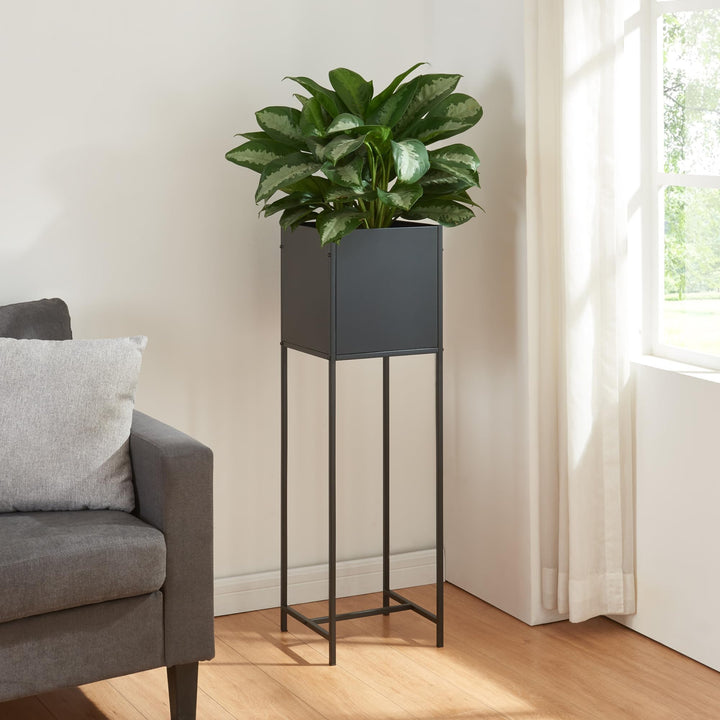 [en.casa] Blumenständer Porsgrunn Pflanzenständer mit Blumenkasten 100 x 30 x 30 cm Metall Schwarz B
