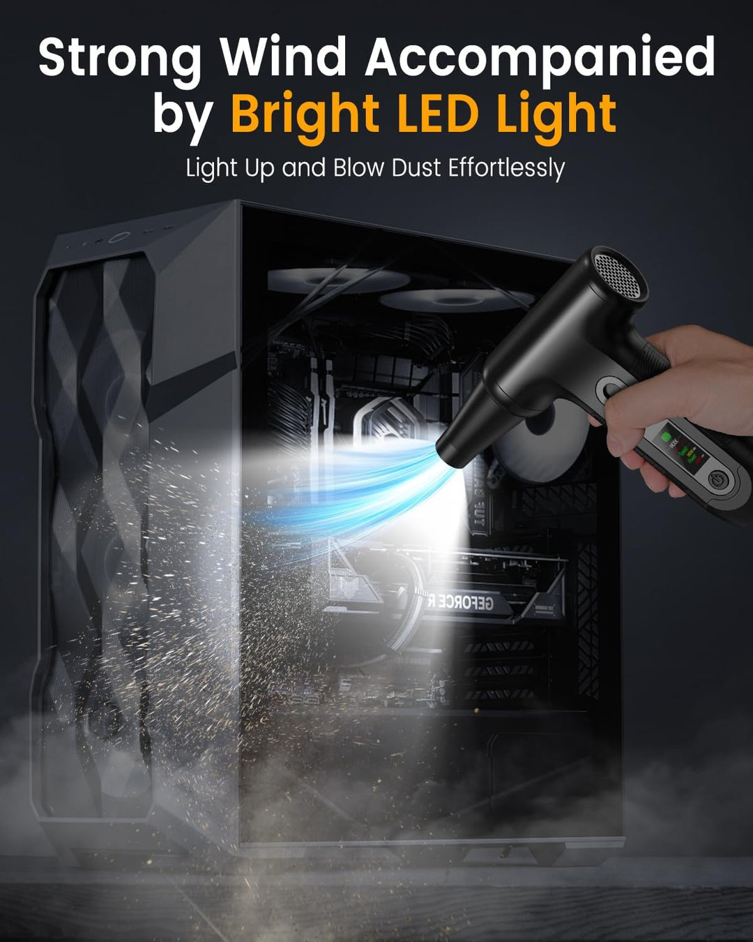 Elektrische Staubgebläse 200000 RPM mit HD‑Display - Air Duster Mini‑Gebläse für PC‑Reinigung mit LE