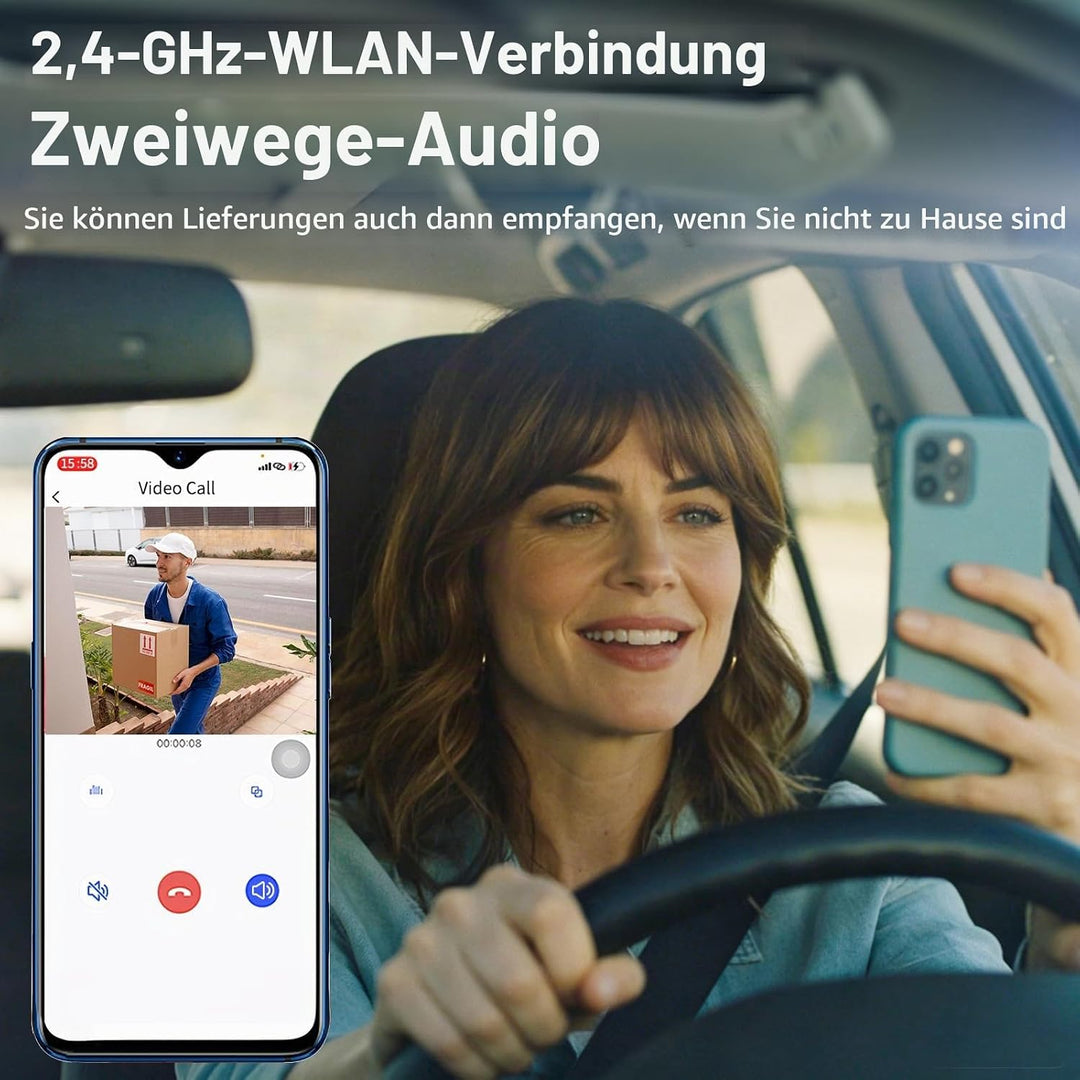 Video Türklingel mit Kamera,2.4GHz WLAN-Videotürklingel-Sicherheitskamera,Smarte Video Türklingel mi