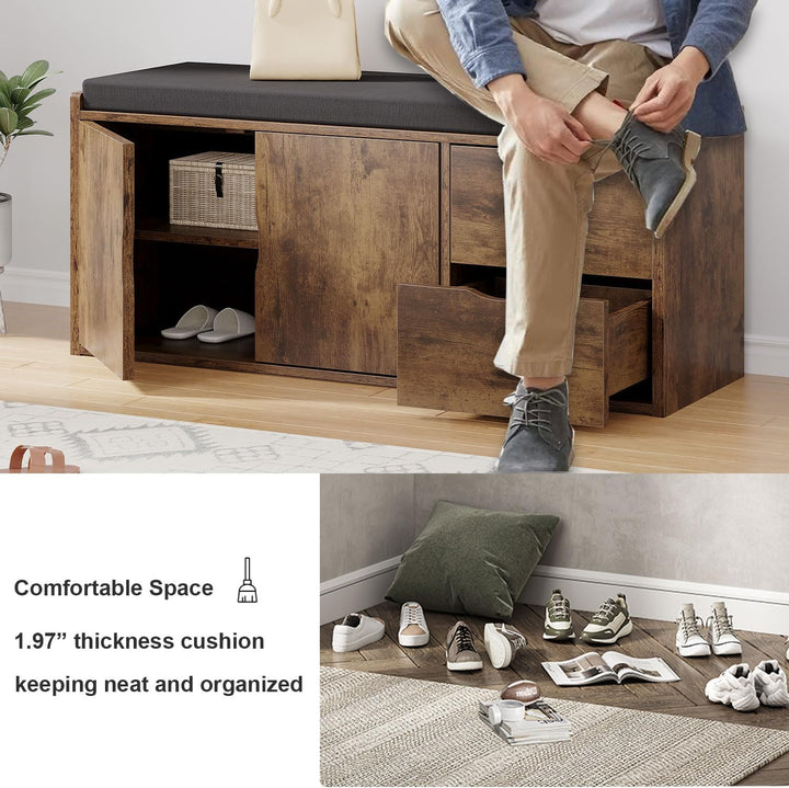 LVB Sitzbank mit Stauraum, Schuhbank mit Sitzfläche, Gepolstert, Multifunktionale schuhregal mit Sch