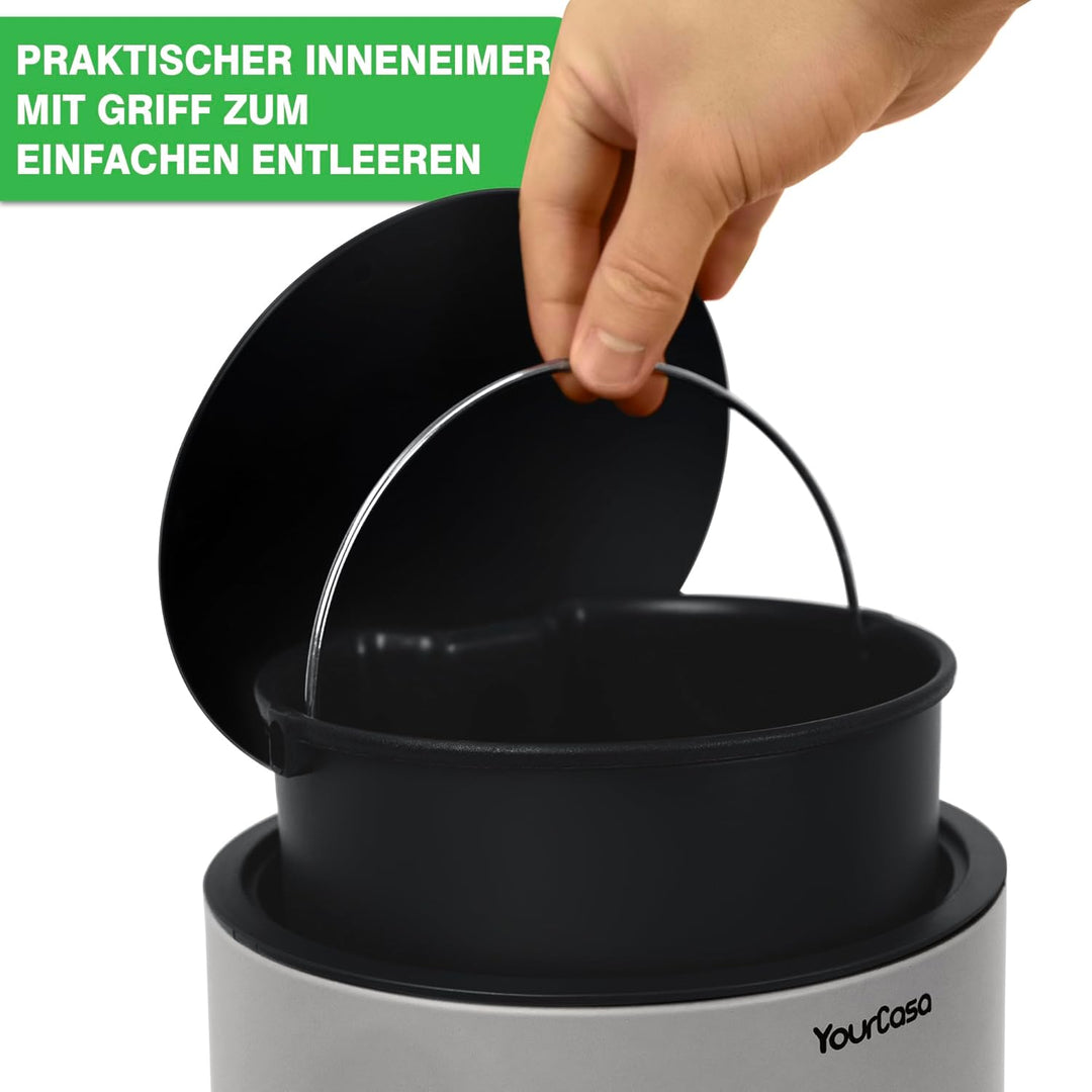 YourCasa Mülleimer Bad [5L] aus Edelstahl für Badezimmer [Softclose] - Badmülleimer Klein - Kosmetik