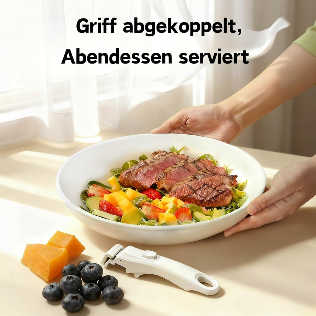 LEADZM Keramik Topfset Induktion，Pfannenset，Kochtopf Set mit Deckel，Induktions Töpfe Set，19-Teilig，A