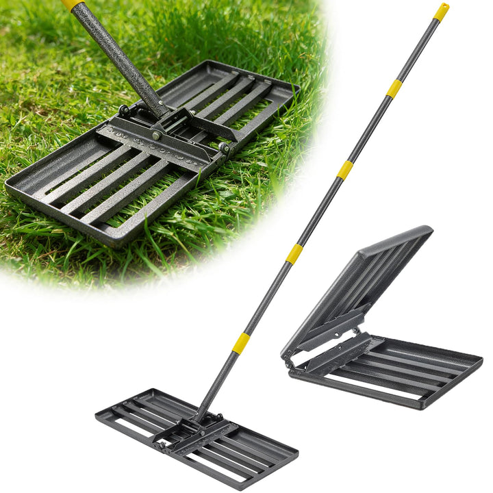 Rasenrechen 220cm, klappbarer Nivellierrechen mit 68x25cm Kopf für Rasenplanierung, Erdboden Verteil