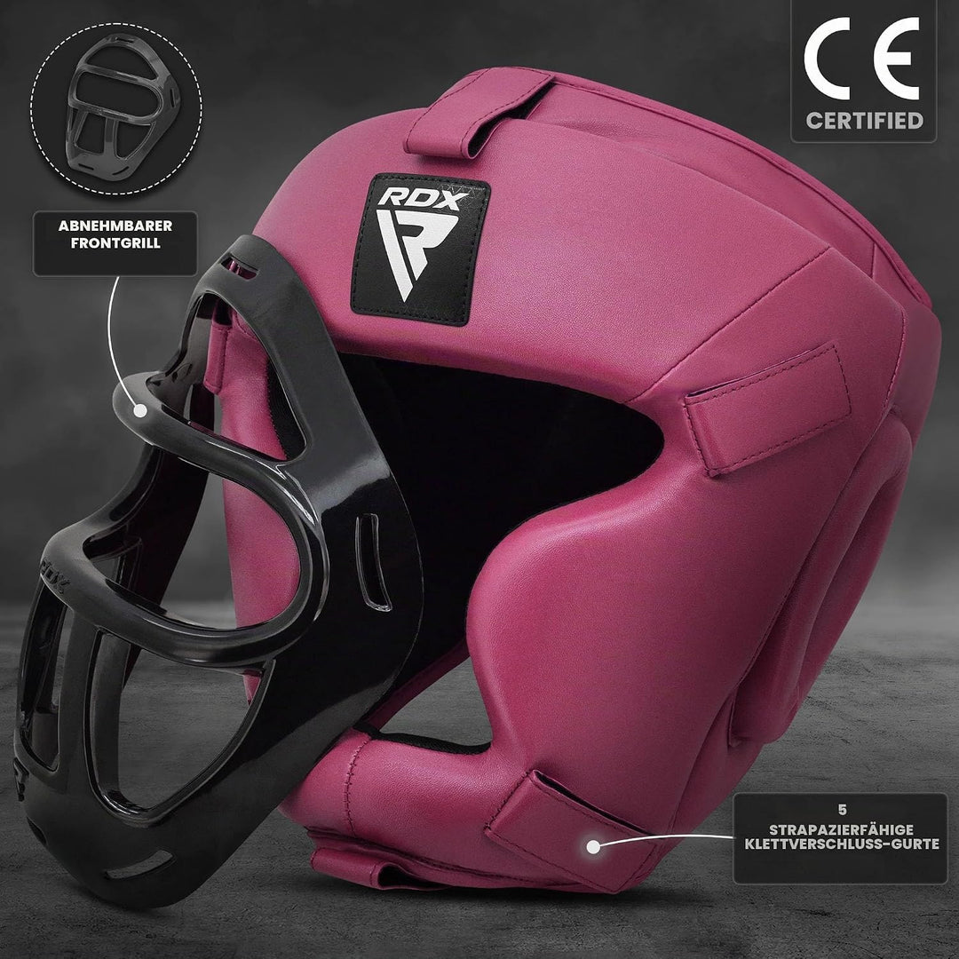 RDX Kopfschutz Boxen Gitter, Maya Hide Leder, MMA Kickboxen Kampfsport Thaiboxen Gesichtsschutz, Box