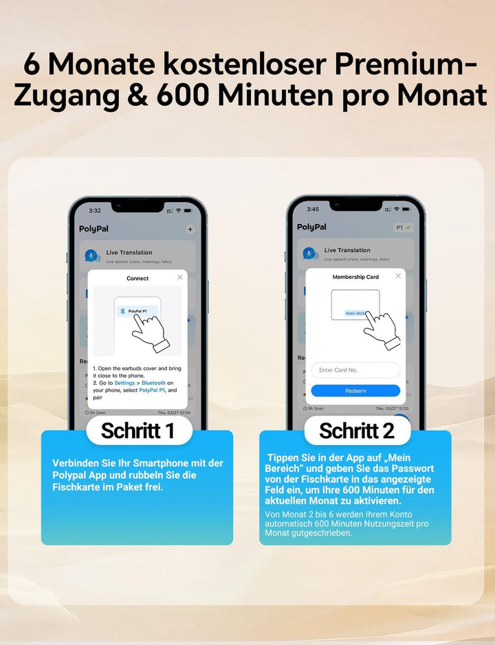 Polypay P1 AI Übersetzer Kopfhörer, Übersetzungsgerät für Live-Sprache und Video mit App für 138 Spr