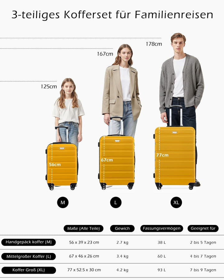 COOLIFE Hartschalen-Koffer Trolley Rollkoffer Reisekoffer ardschale Boardcase Handgepäck mit TSA-Sch