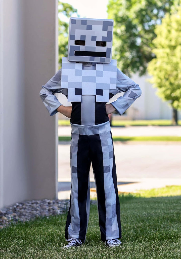 Minecraft Skeleton Costume for Kids, Video Game Inspired Character Outfit, Classic Child Size, (3T-4