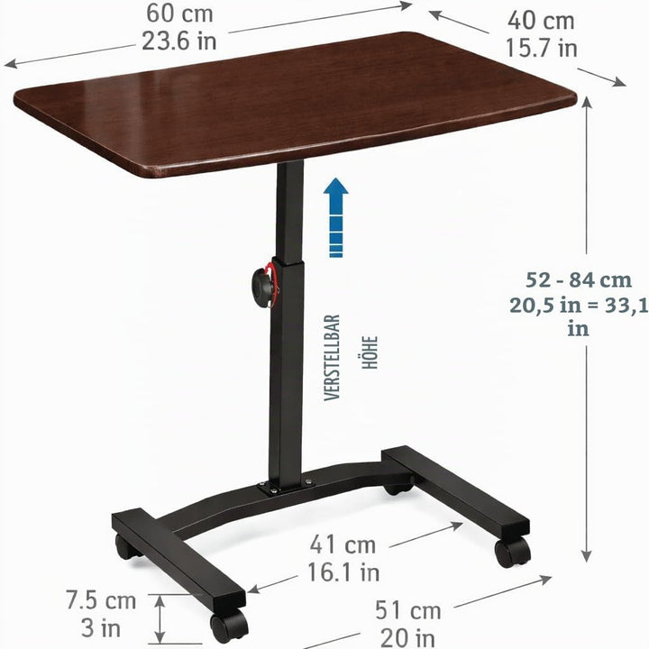 Tatkraft Salute Laptoptisch auf Rollen, Notebook Tisch höhenverstellbar, Schön Guter Qualität Beiste