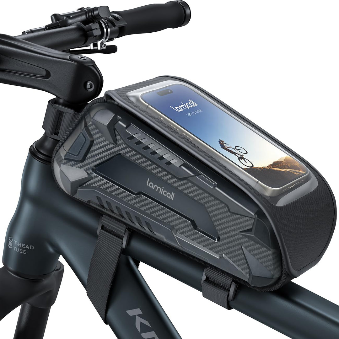 Lamicall Fahrradtasche Rahmen, Rahmentasche Fahrrad - [Einhändig Öffnen &amp; Schliessen] 1,6L Wasserdic