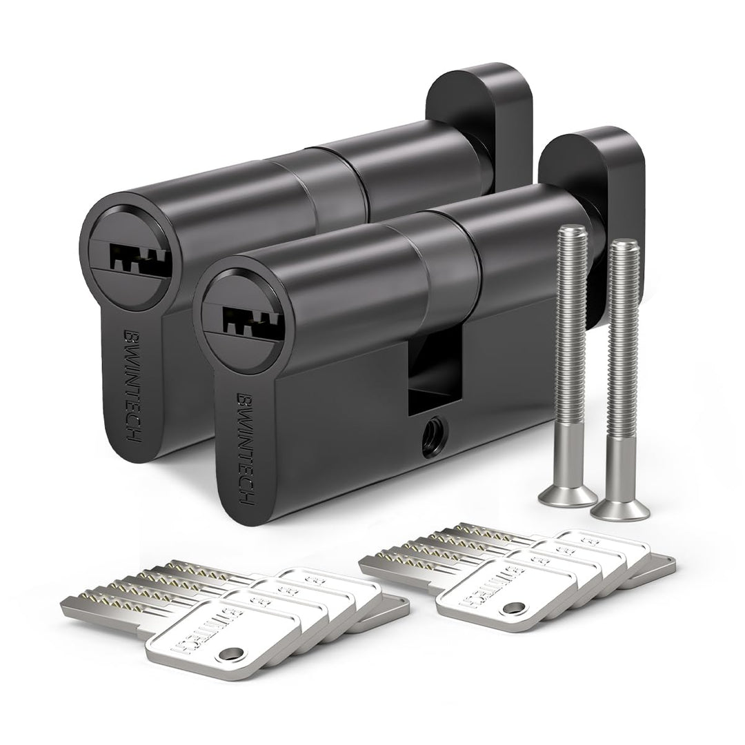 2 Stück 30T/30mm Euro Messingzylinder, 60mm Drehknauf/Schlüsselzylinderschloss mit 10 horizontalen M