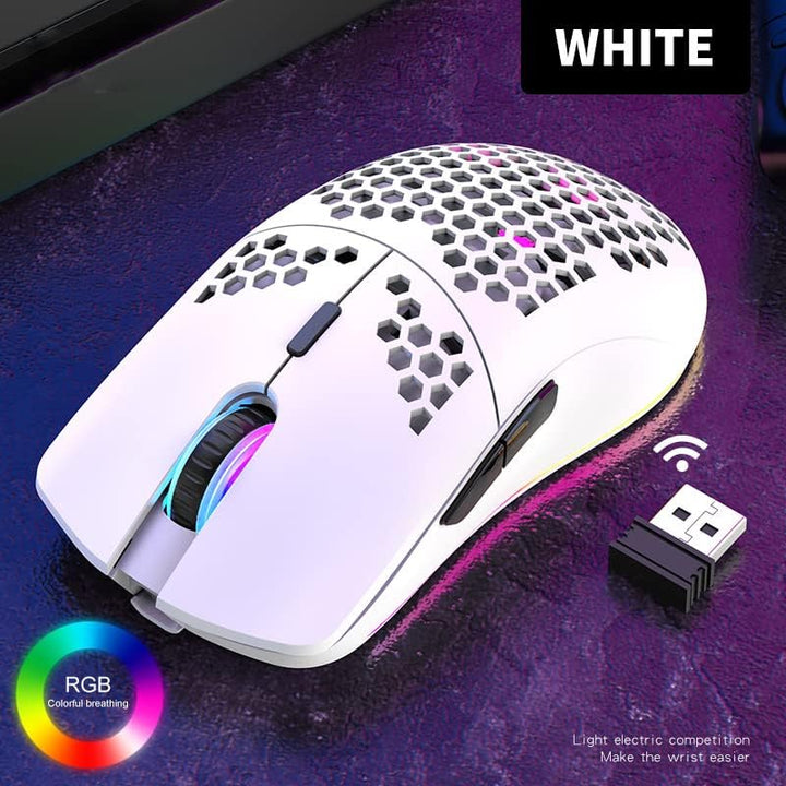 Lancoon Kabellose Gaming Maus, Hohl Geschnitztes Design, Bunt, Wiederaufladbar, Langlebig, 2.4 G 4 E
