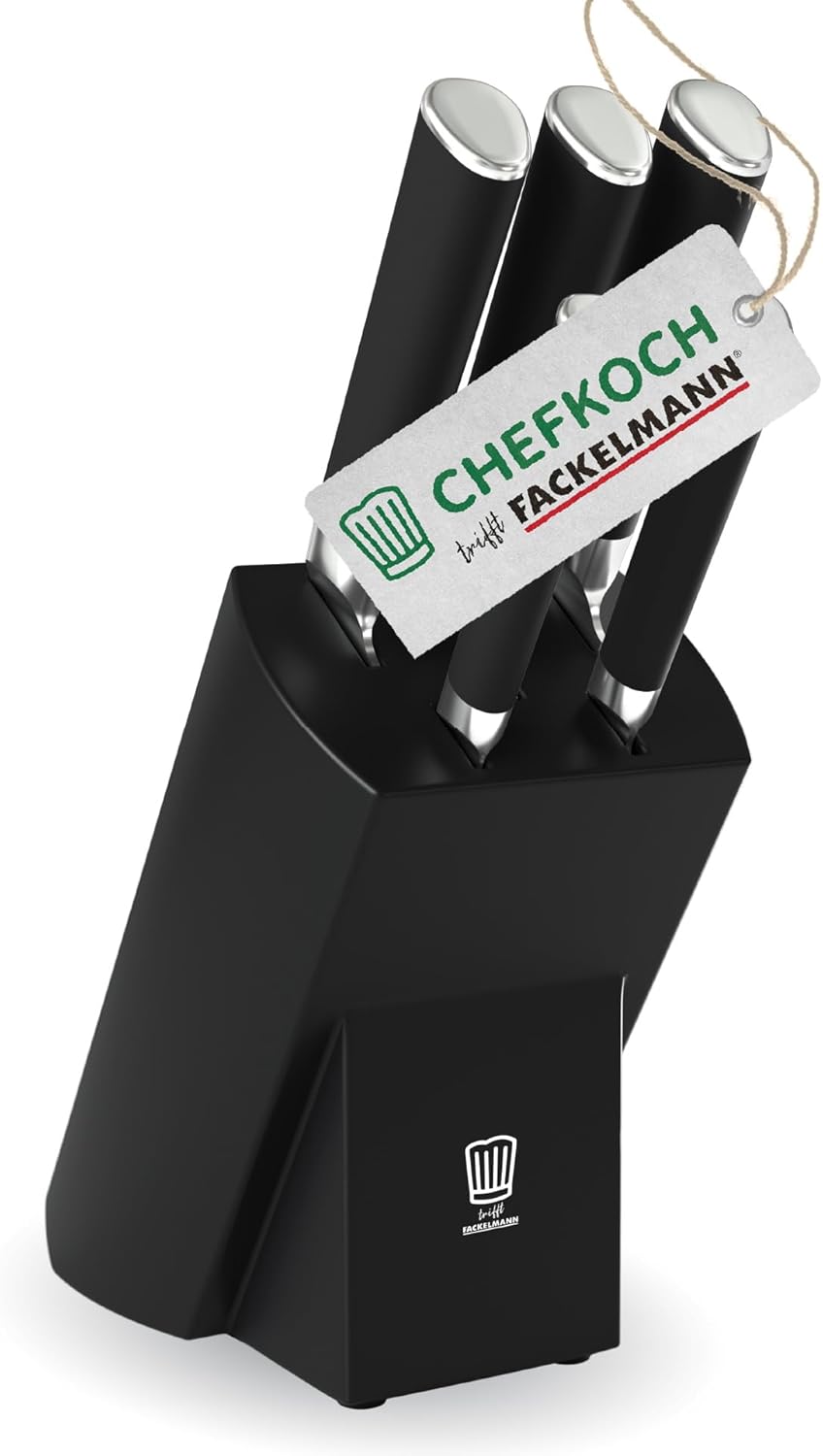 Chefkoch trifft Fackelmann Premium Messerblock aus FSC-zertifiziertem Holz – 6-teilig, mit Antirutsc