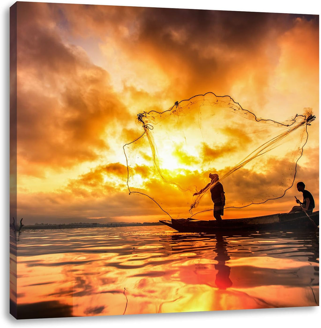 Pixxprint See, Format: 70x70 auf Leinwand, XXL riesige Bilder fertig gerahmt mit Keilrahmen, Kunstdr