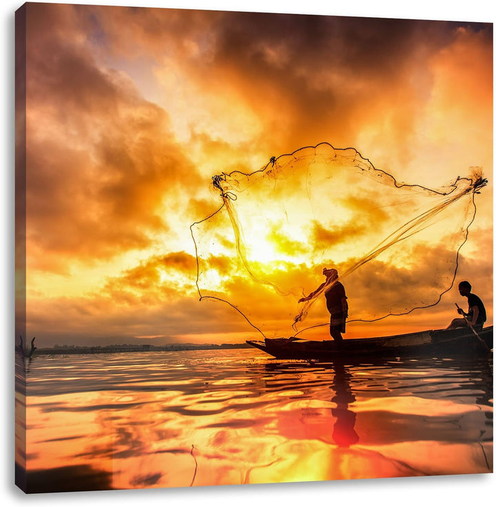 Pixxprint See, Format: 70x70 auf Leinwand, XXL riesige Bilder fertig gerahmt mit Keilrahmen, Kunstdr