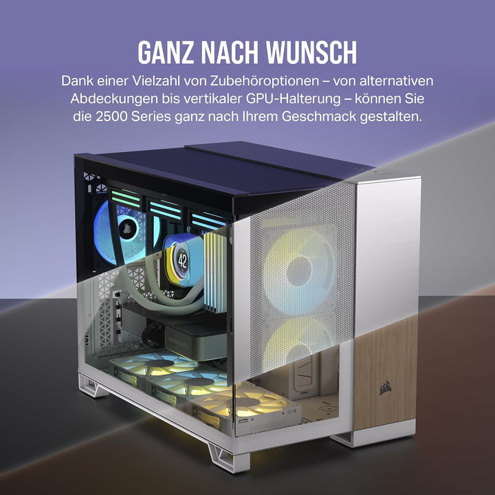 CORSAIR 2500D Airflow mATX PC-Gehäuse - Ohne Lüfter - Zweikammer-Design - Grosse Kühlungsflexibilitä