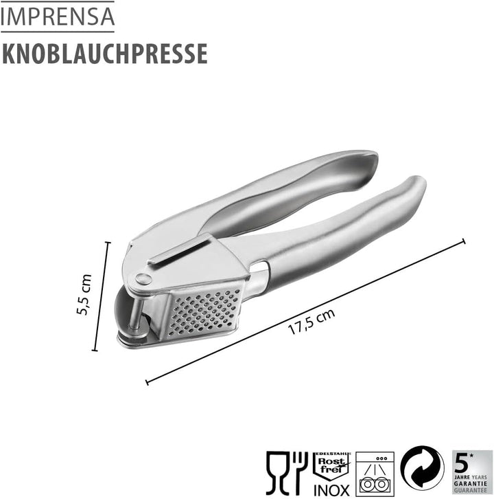 GEFU Knoblauchpresse IMPRENSA | Edelstahl-Presswerkzeug mit Hebelmechanik &amp; Speziallochung | Kraftsp