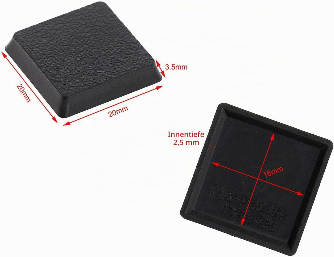 Evemodel 100Stk. Quadratisch Bases 20*20mm Model Base Kunststoff Miniatur Kriegsspiele