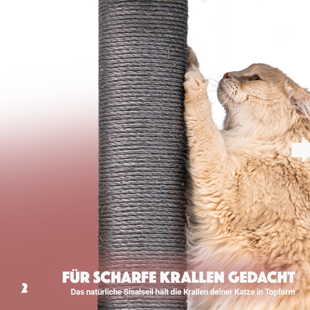 Petrebels Kratzsäule mit 90 cm Sisalstamm, Kratzstamm Maine 90, Off-White | extra stabil, platzspare