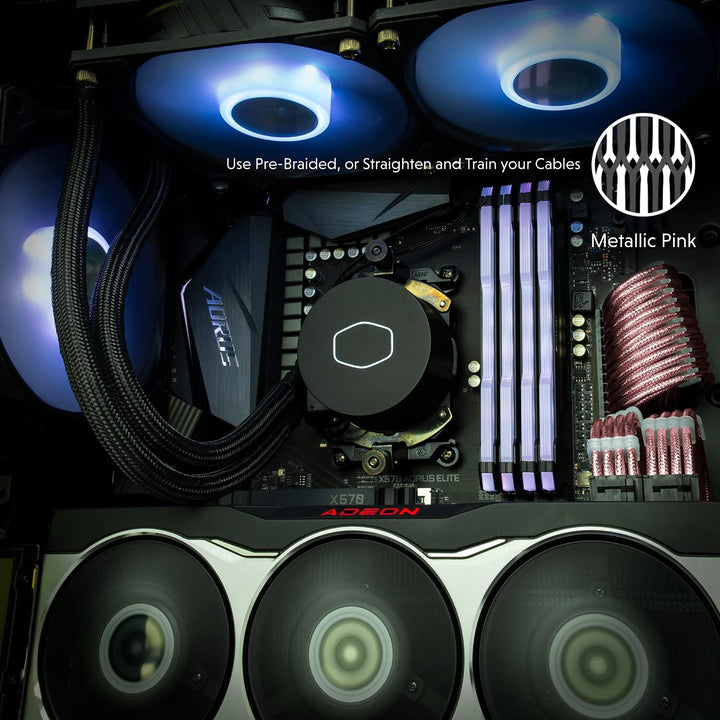 LINKUP - 30cm PSU Kabelverlängerung Ummantelt GPU Nach Mass PC Stromversorgung mit Kamm-Kit┃1x 24 P